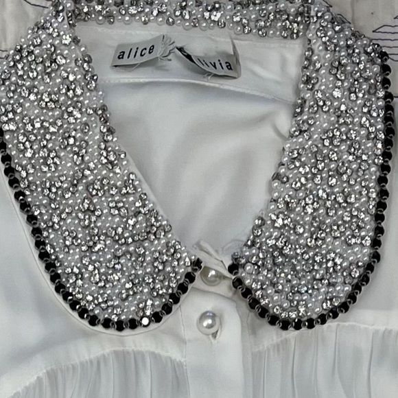 Alice + Olivia Calida Embellished Collar Pleated Blouse - Picture 8 of 8